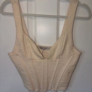 Zara Cream Textured Corset Top